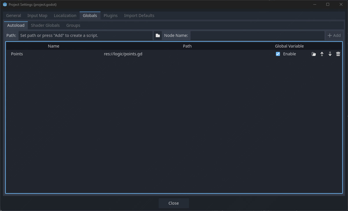 Autoload settings